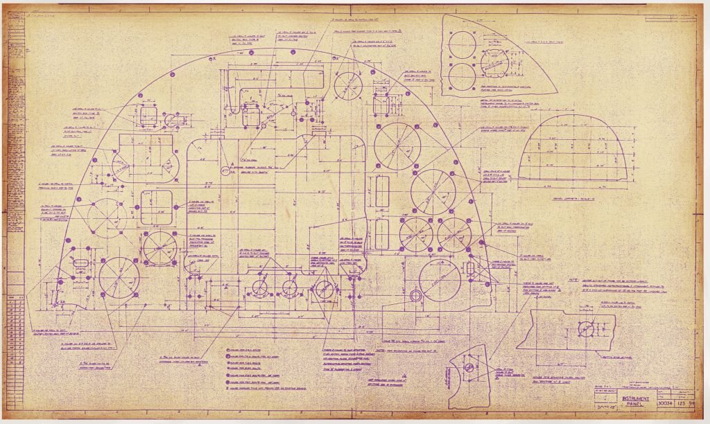 Spitfire MkI II Blueprints 30034 SHT 123 H Instrument Panel A4 Photo Print