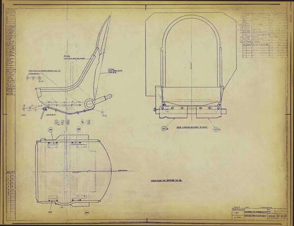 Spitfire MkI II Blueprints 30035 SHT 26 G Pilot's Seat A4 Photo Print