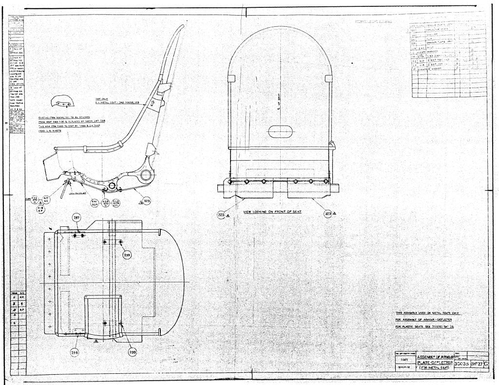 Spitfire MkI II Blueprints 30035 SHT 27 G Pilot's Seat A4 Photo Print