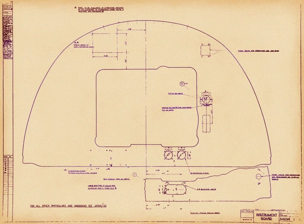 Spitfire MkI II Blueprints 34934 SHT 1 C Instrument Panel A4 Photo Print