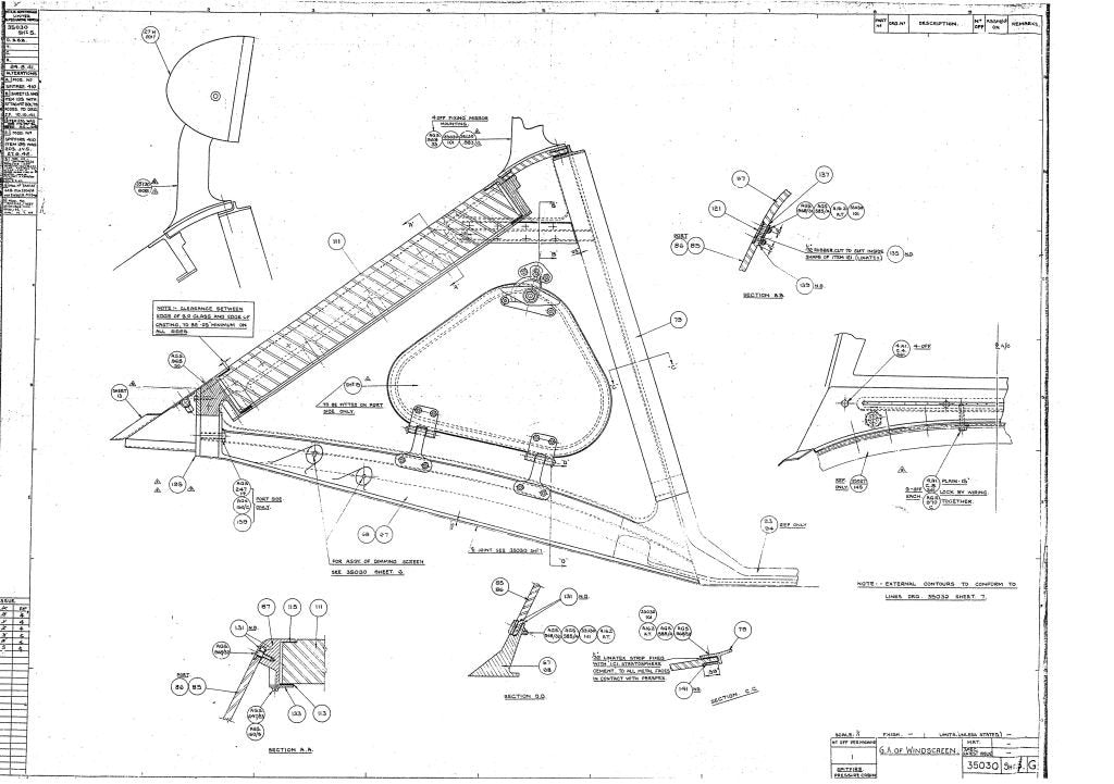 Spitfire MkI II Blueprints 35030 SHT 5 G GA Windscreen A4 Photo Print