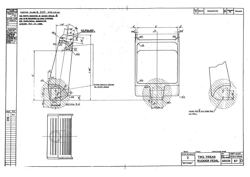 Spitfire MkI II Blueprints 35033 SHT 67 D Rudder Pedal A4 Photo Print