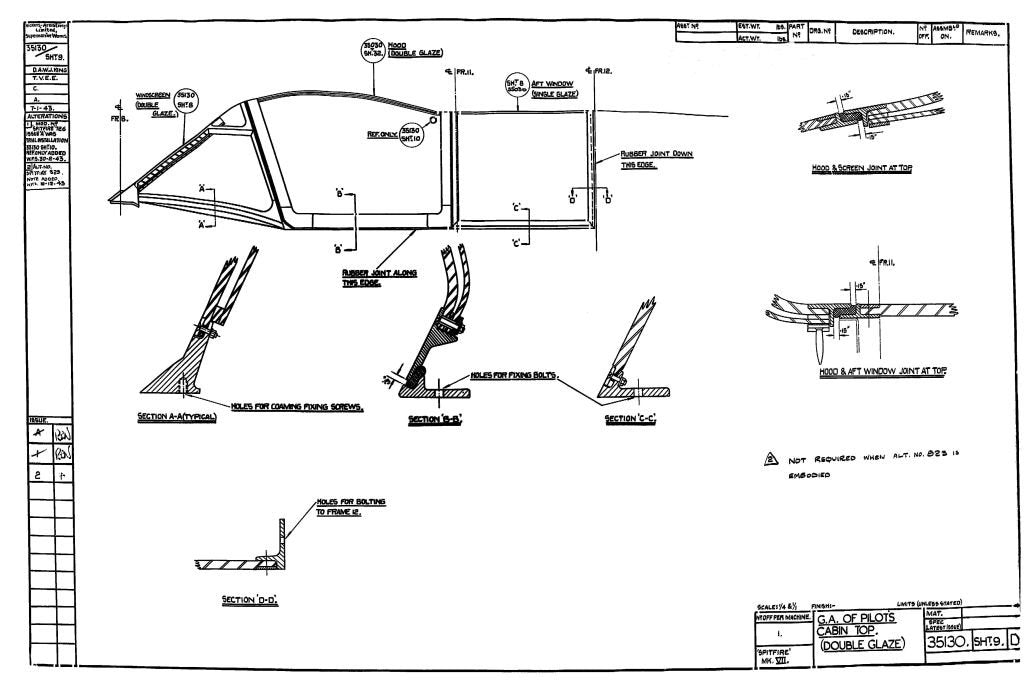 Spitfire MkI II Blueprints 35130 SHT 9 D Mk VII Canopy A4 Photo Print
