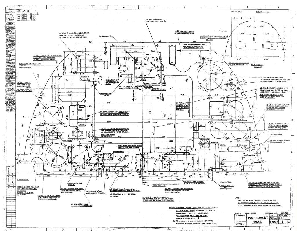 Spitfire MkI II Blueprints 37934 SHT 1 G Mk XIV Instr A4 Photo Print