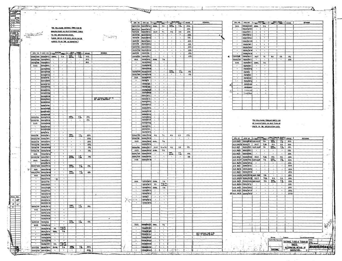 Spitfire MkI II Type 300 Blueprints 30000 46 G Distance Tubes ans Tubular Rivets Alternative  A4 Photo Print