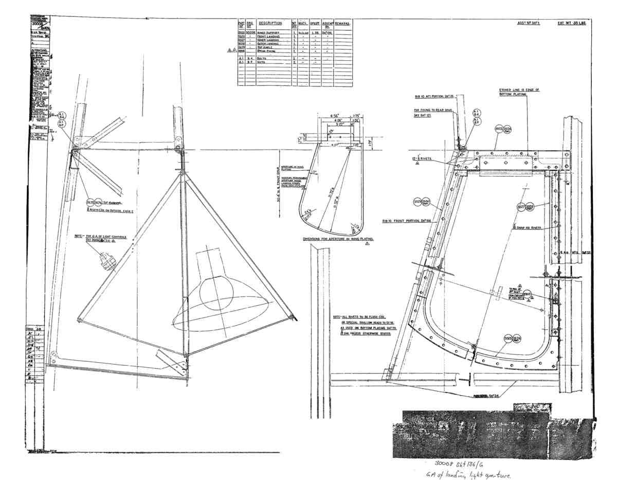 Spitfire MkI II Type 300 Blueprints 30008 136  GA of Landing Light A4 Photo Print