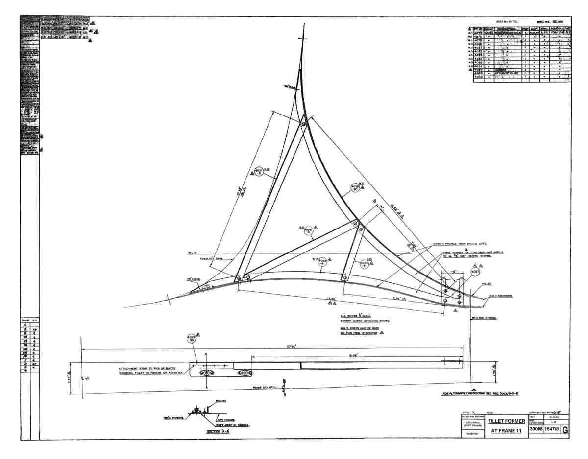 Spitfire MkI II Type 300 Blueprints 30008 1547,1548 G Fillet Former at Frame 11 A4 Photo Print