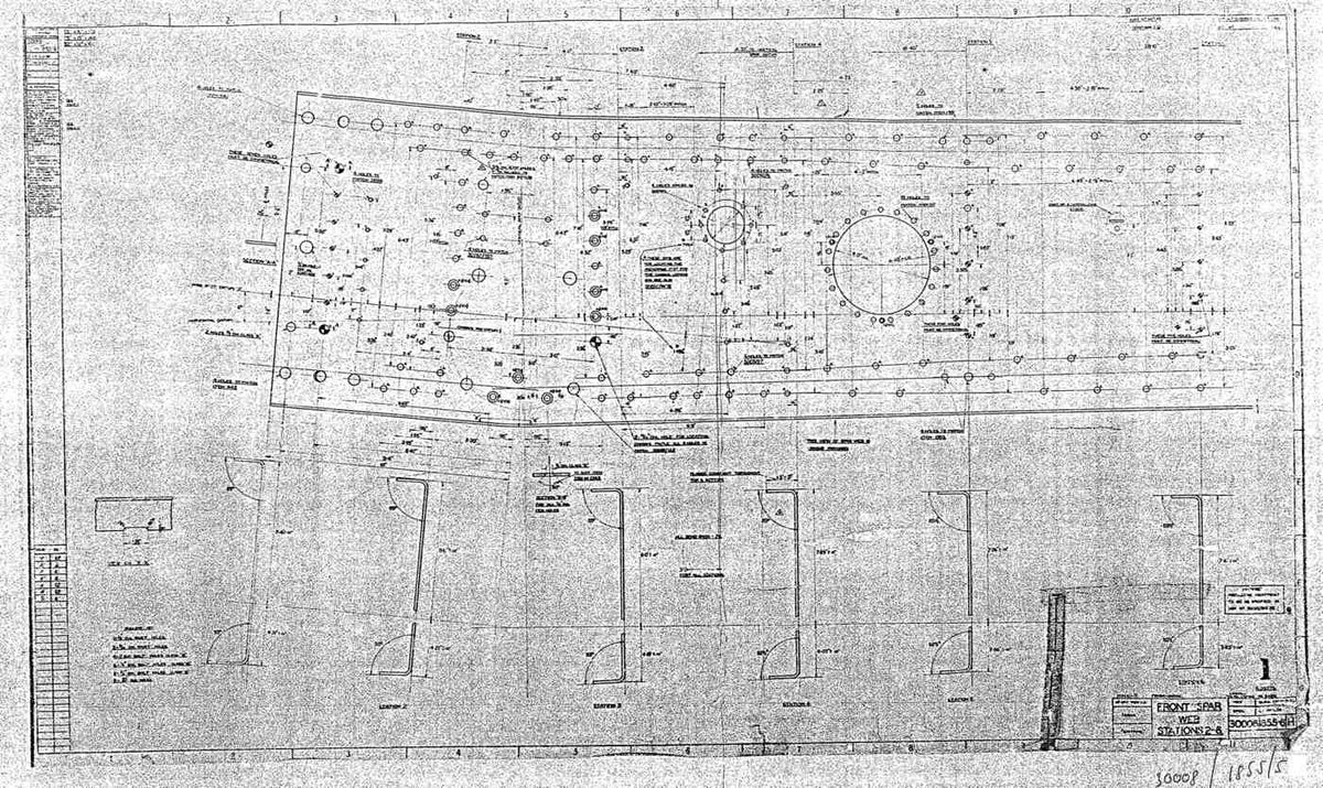 Spitfire MkI II Type 300 Blueprints 30008 18551856 H Front Spar Web Stations 2 6 Sheet 1 of 4 A4 Photo Print