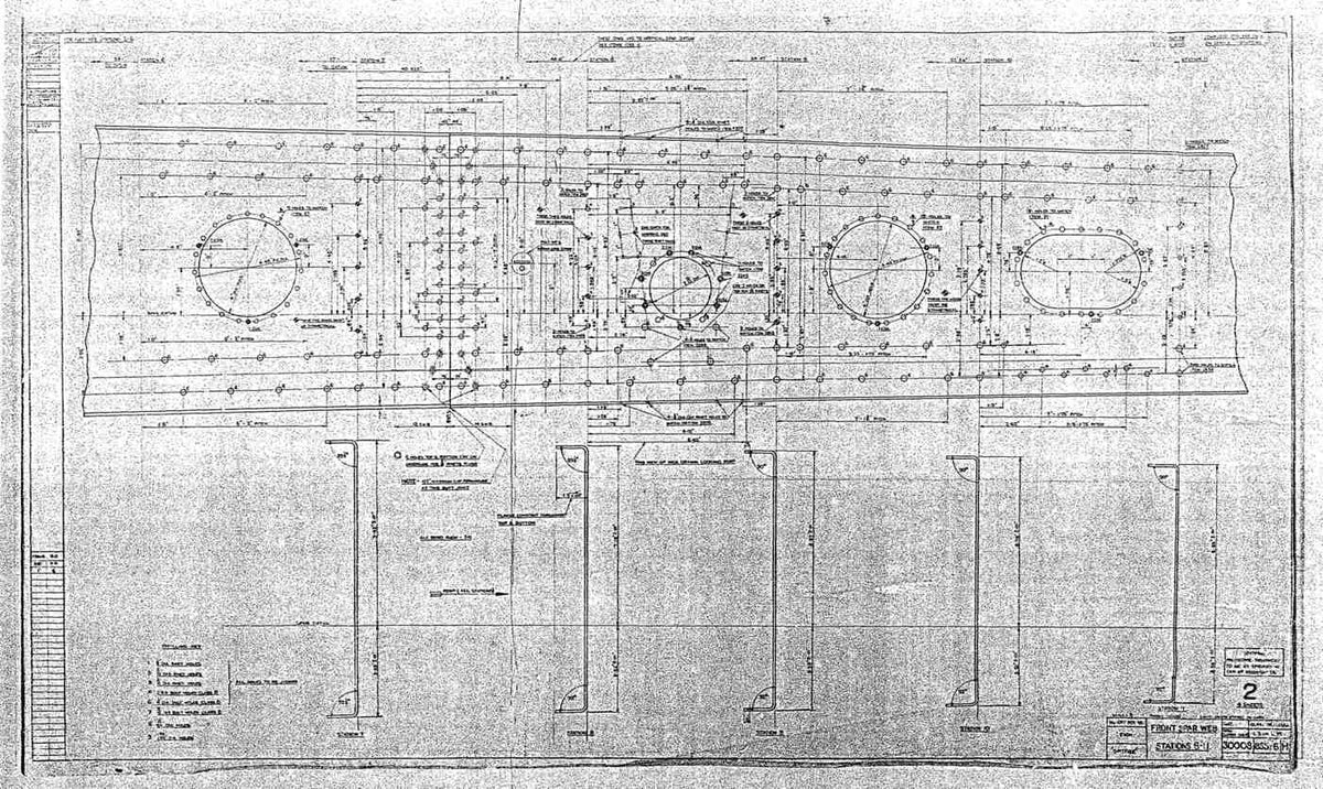 Spitfire MkI II Type 300 Blueprints 30008 18551856 H Front Spar Web Stations 6 11 Sheet 2 of 4 A4 Photo Print