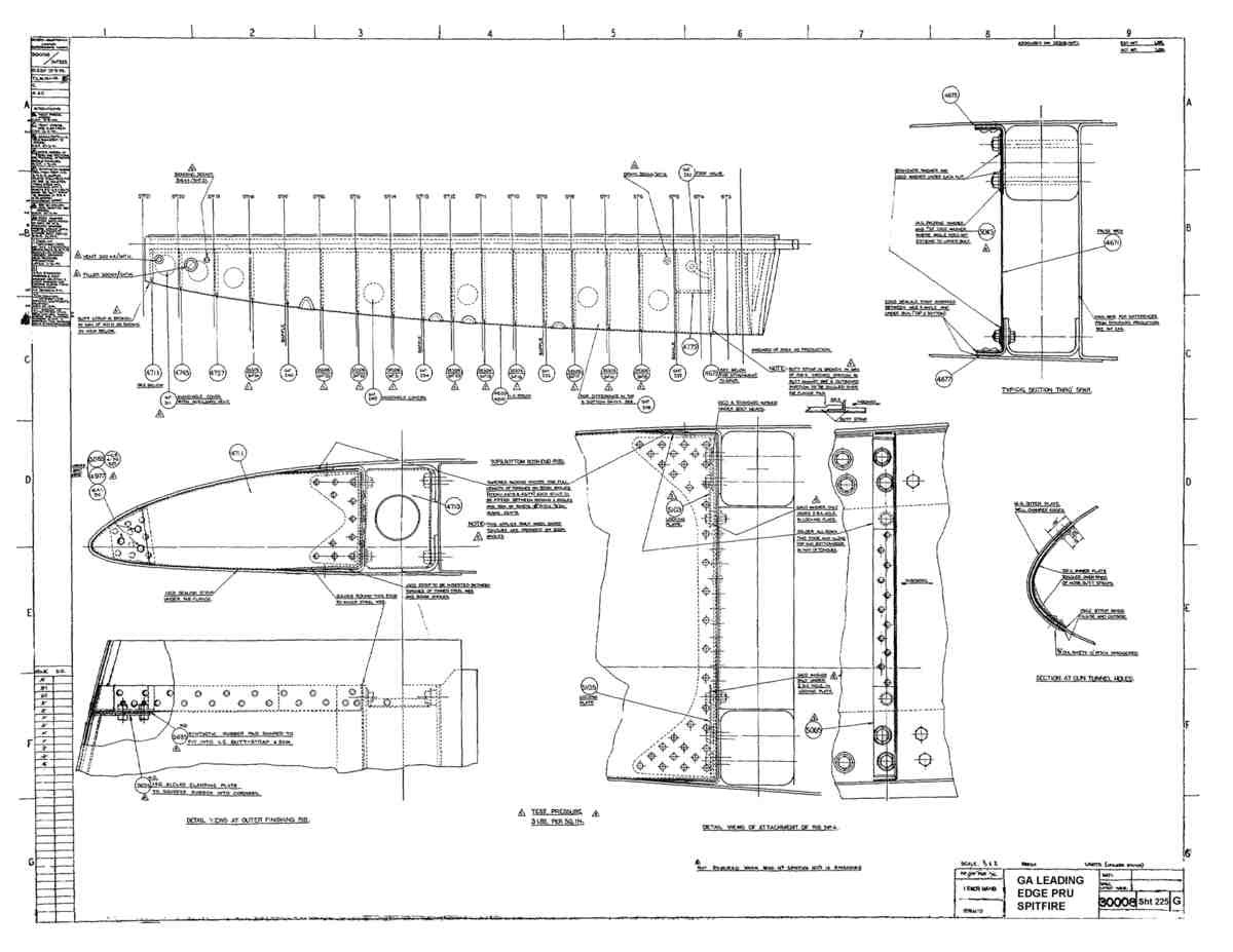 Spitfire MkI II Type 300 Blueprints 30008 225 G GA Leading Edge Special A4 Photo Print