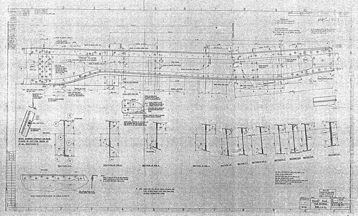 Spitfire MkI II Type 300 Blueprints 30008 2509 H Starboard Rear Spar Between Ribs 1 & 14 A4 Photo Print