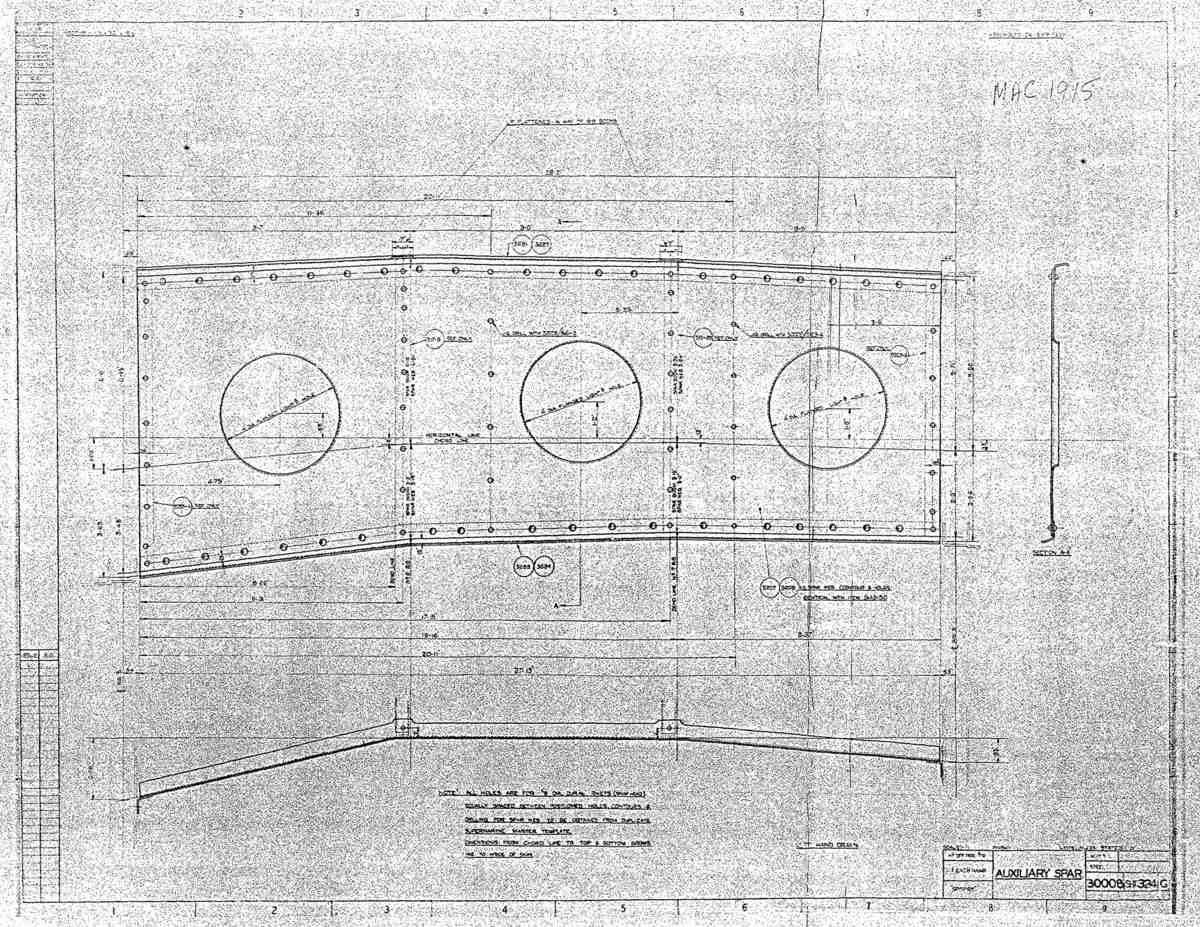 Spitfire MkI II Type 300 Blueprints 30008 324 G Auxiliary Spar A4 Photo Print