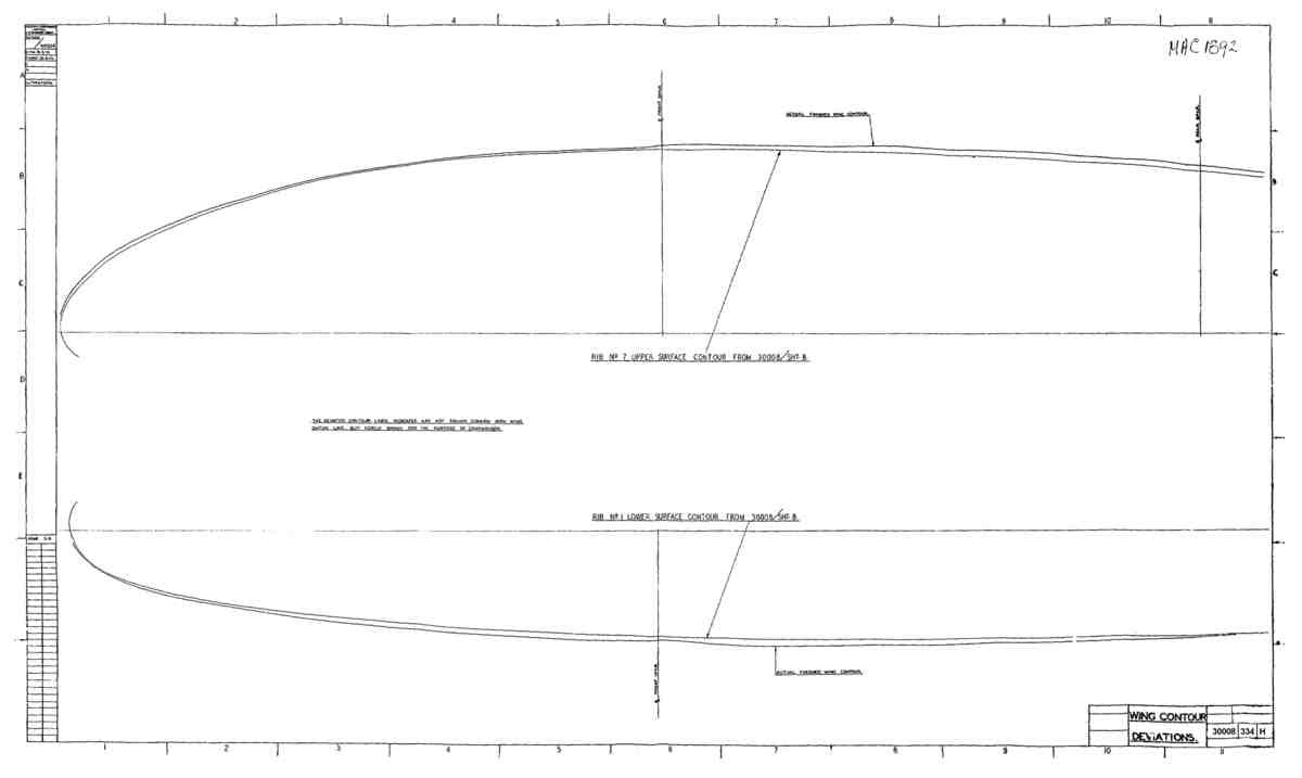 Spitfire MkI II Type 300 Blueprints 30008 334 H Wing Contour deviations A4 Photo Print
