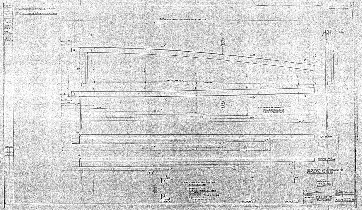 Spitfire MkI II Type 300 Blueprints 30008 4905490649074908 H Top & Bottom Booms Rib 16 A4 Photo Print