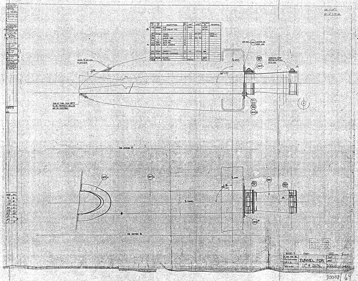 Spitfire MkI II Type 300 Blueprints 30008 64 G Tunnel for Gun No 4 A4 Photo Print