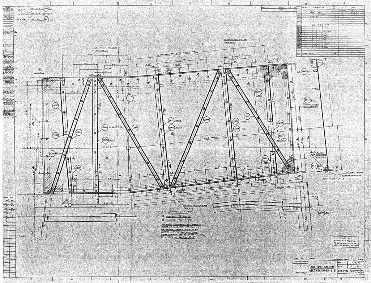 Spitfire MkI II Type 300 Blueprints 30008 70 G Aux Spar Starboard between Ribs 1 5 A4 Photo Print