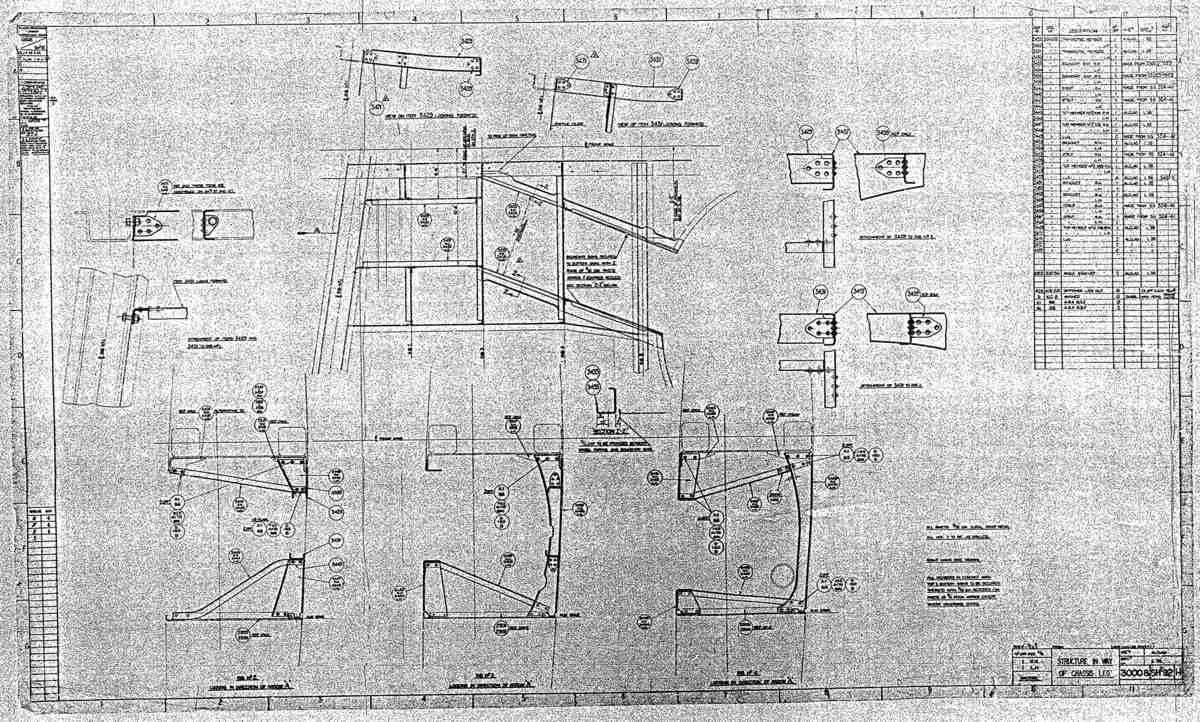 Spitfire MkI II Type 300 Blueprints 30008 92 H Structure in Way of Chassis leg A4 Photo Print
