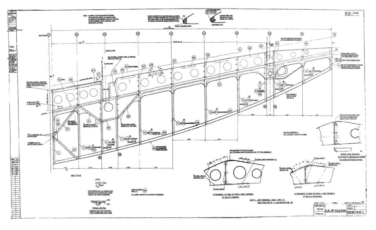 Spitfire MkI II Type 300 Blueprints 30012 1GA of Aileron A4 Photo Print
