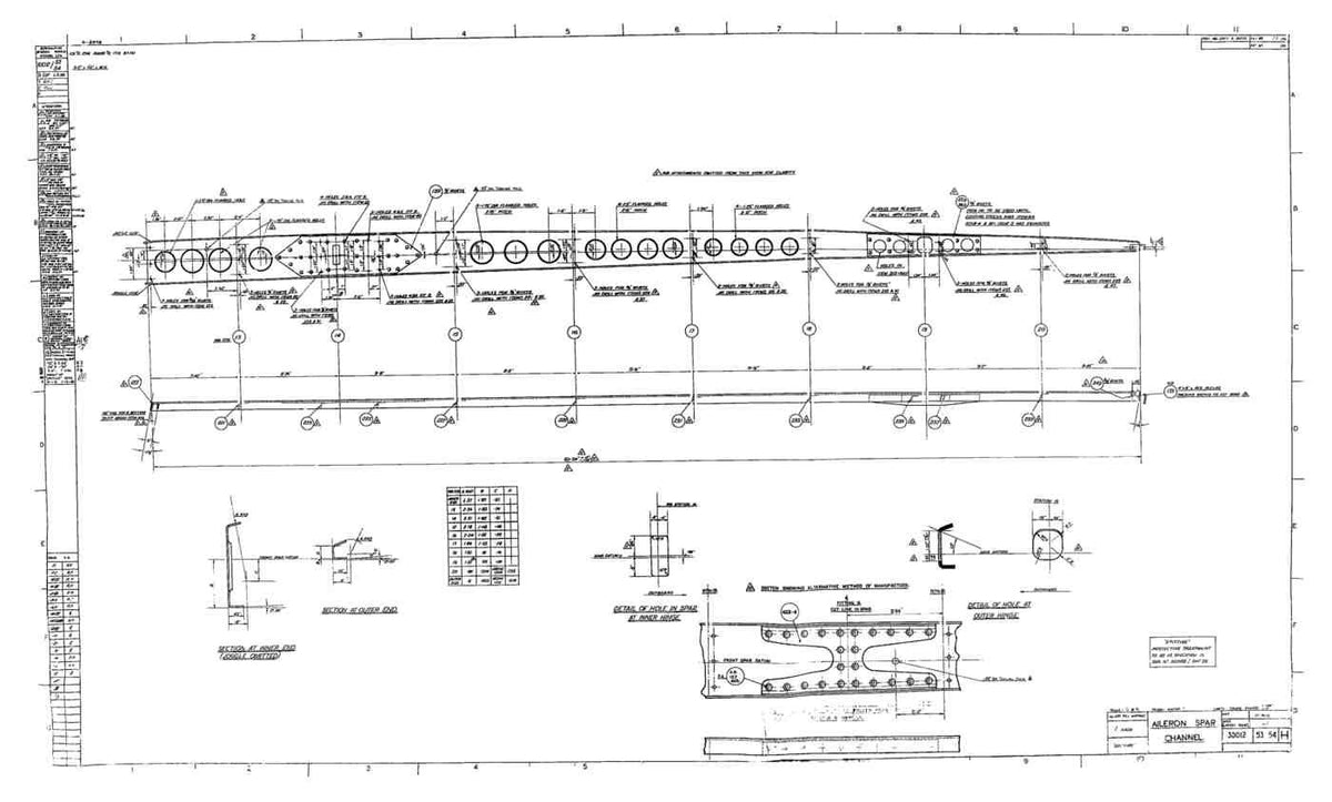 Spitfire MkI II Type 300 Blueprints 30012 5354 H Aileron Spar Channel A4 Photo Print