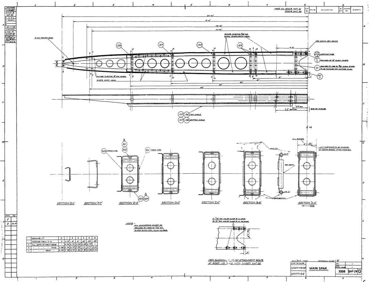 Spitfire MkI II Type 300 Blueprints 30018 24 G Main Spar A4 Photo Print