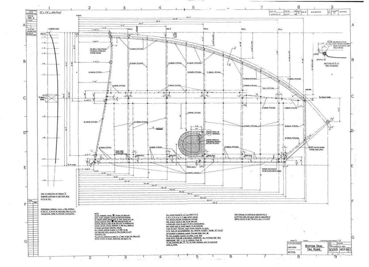 Spitfire MkI II Type 300 Blueprints 30018 497498 G Bottom Skin Tail Plane A4 Photo Print