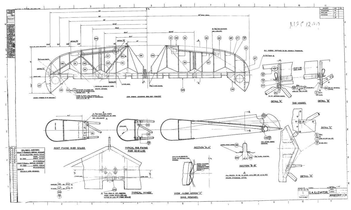Spitfire MkI II Type 300 Blueprints 30020 1 H GA Elevator A4 Photo Print