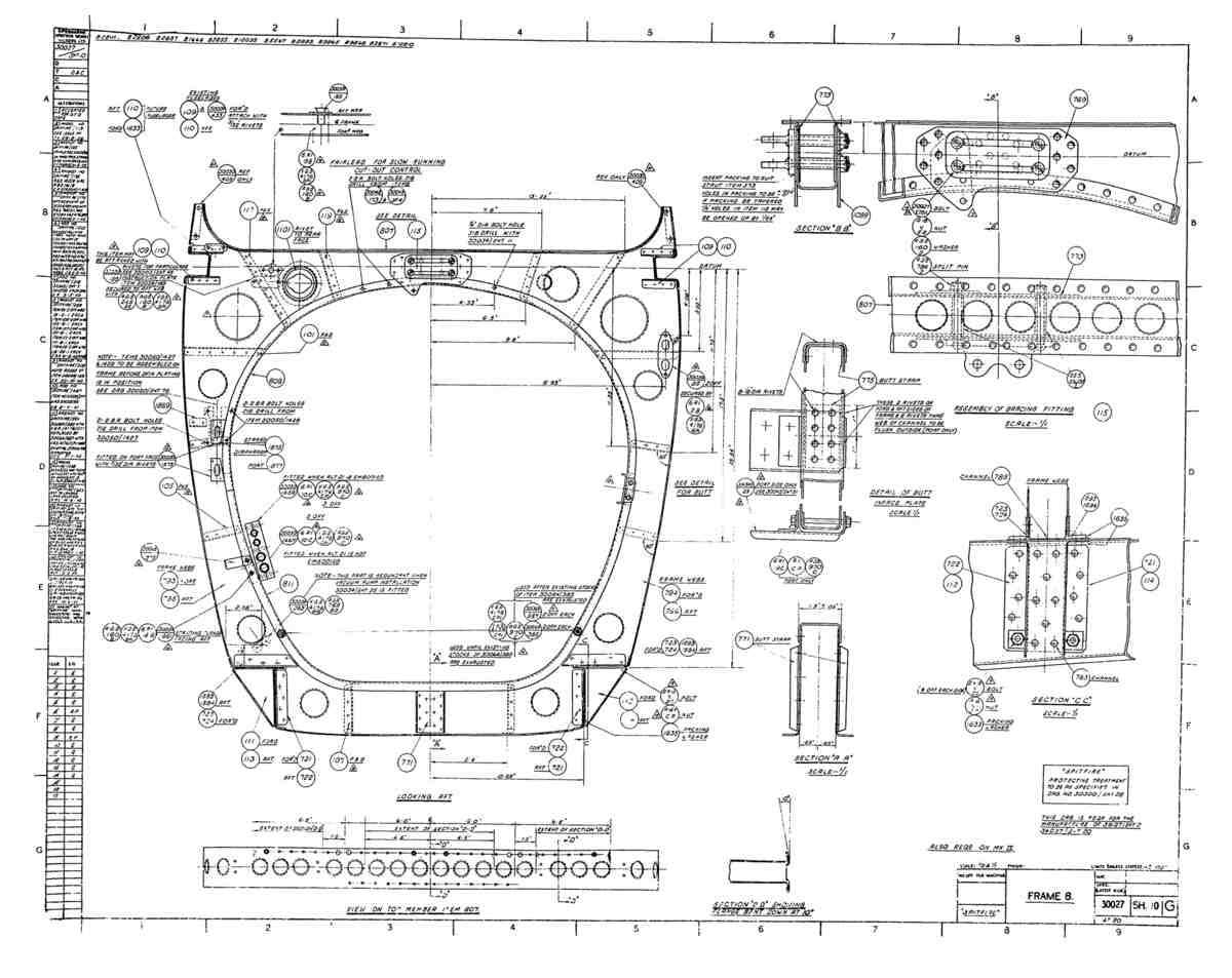 Spitfire MkI II Type 300 Blueprints 30027 10 G Frame 8 A4 Photo Print
