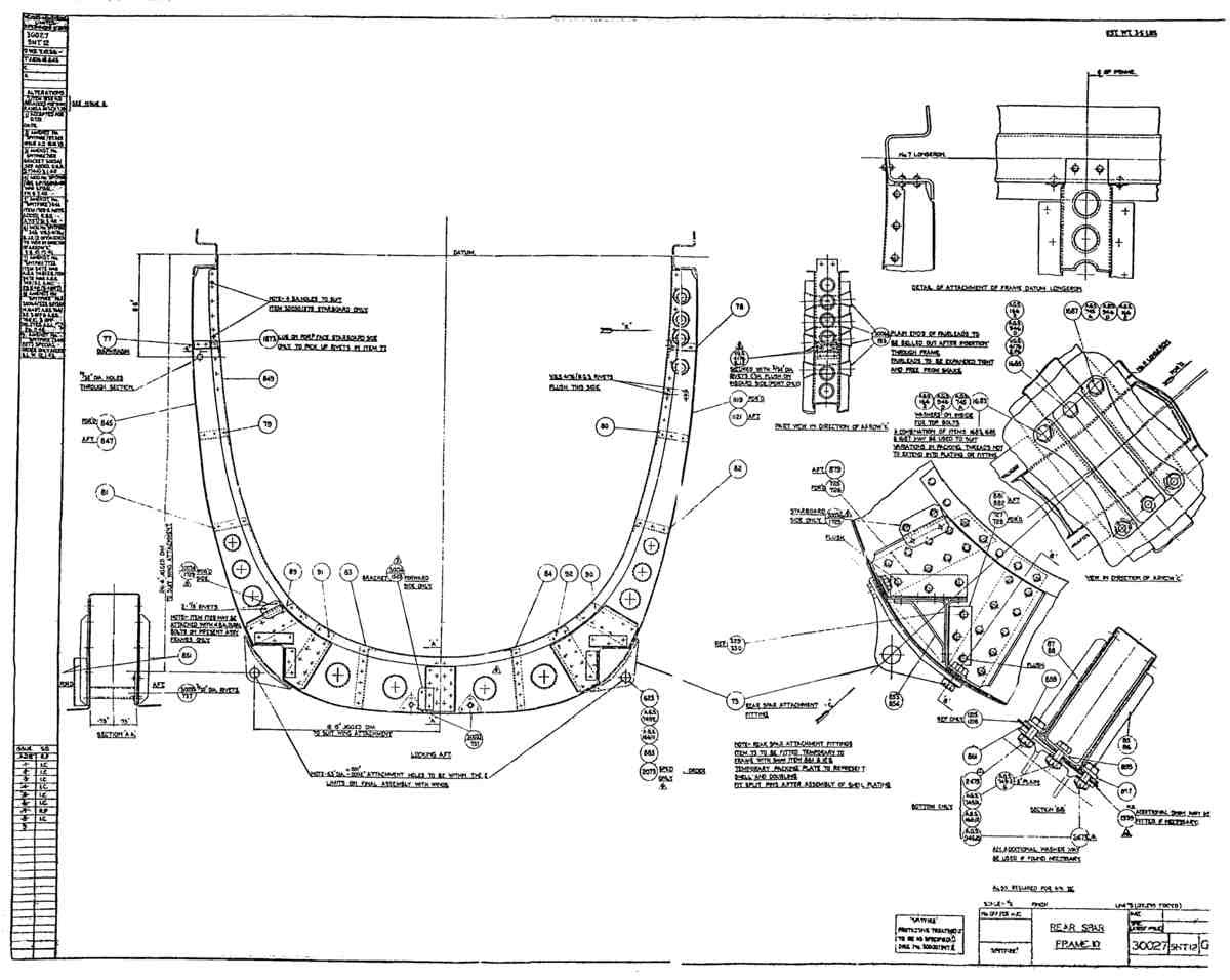Spitfire MkI II Type 300 Blueprints 30027 12 G Rear Spar Frame 10 A4 Photo Print
