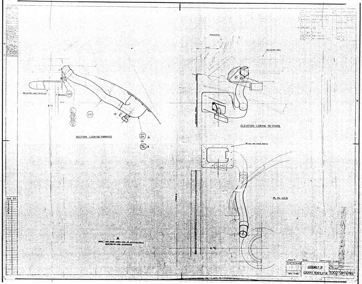 Spitfire MkI II Type 300 Blueprints 30027 124 G Assembly of Cockpit Ventilator A4 Photo Print