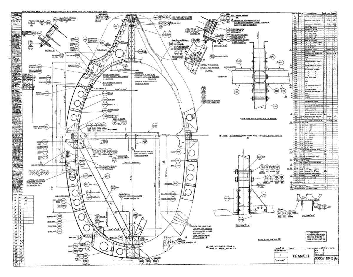 Spitfire MkI II Type 300 Blueprints 30027 13 G Frame 11 A4 Photo Print