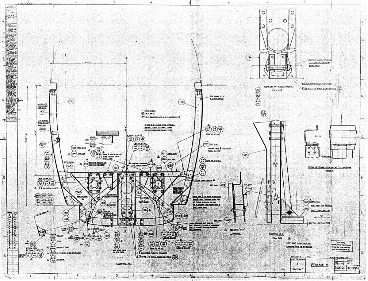 Spitfire MkI II Type 300 Blueprints 30027 134 G Frame 9 A4 Photo Print