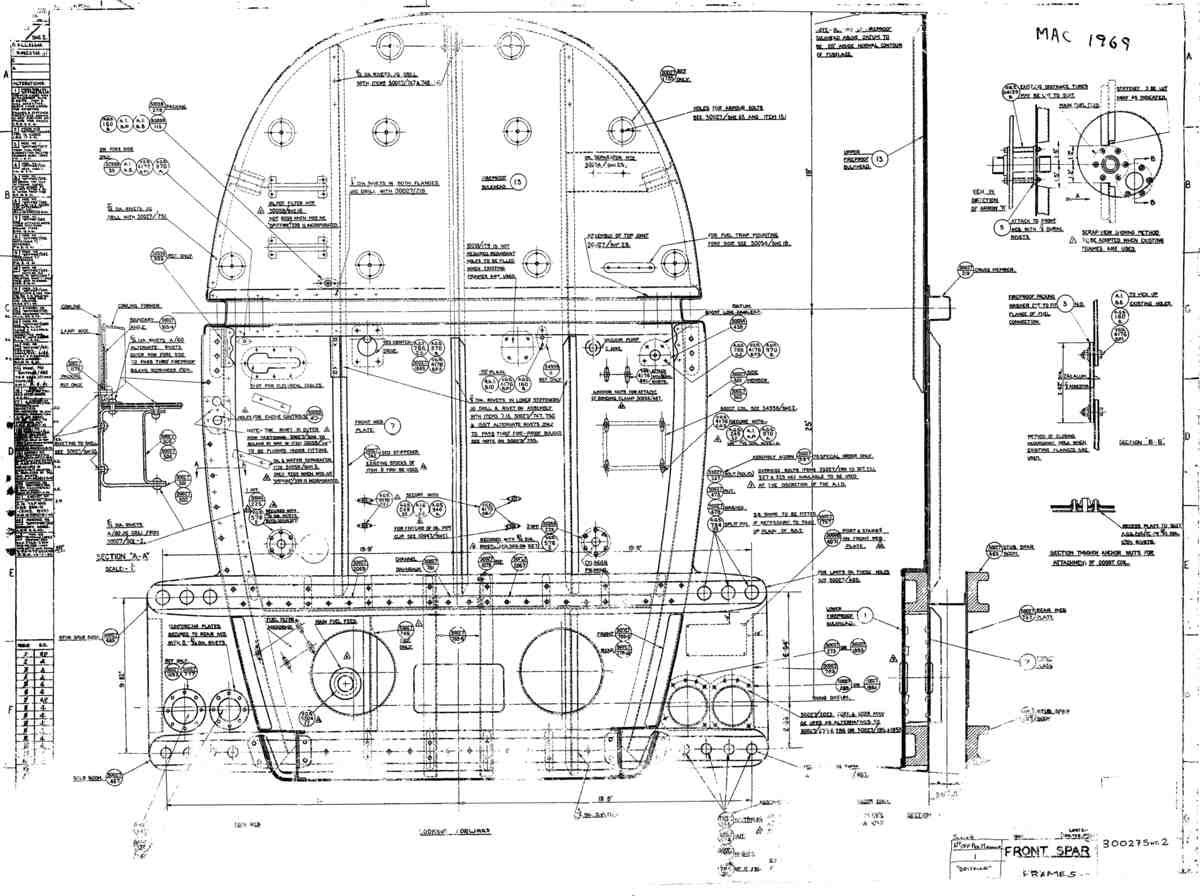 Spitfire MkI II Type 300 Blueprints 30027 2  Front Spar Frame 5 A4 Photo Print