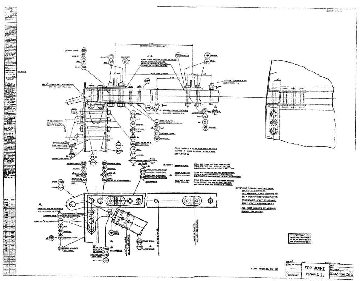 Spitfire MkI II Type 300 Blueprints 30027 26 G Top Joint Frame 5 A4 Photo Print