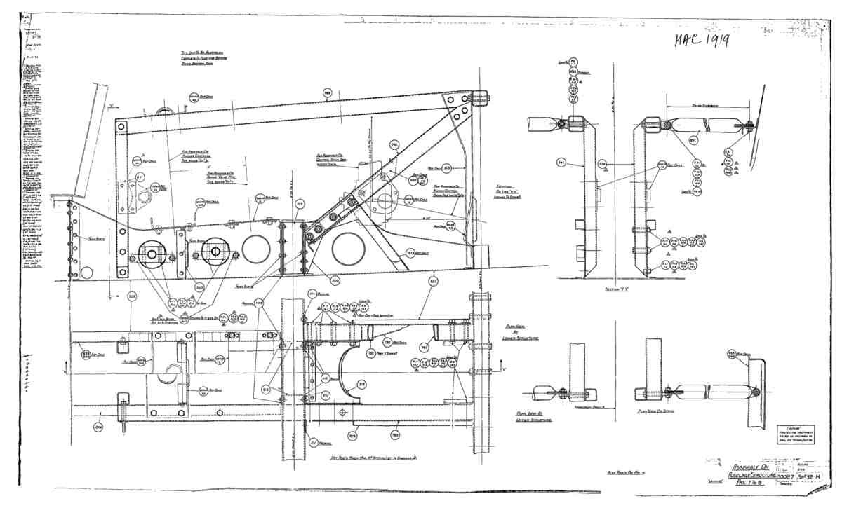 Spitfire MkI II Type 300 Blueprints 30027 32 H Assembly of Fuselage Structure Frs 7 to 9 A4 Photo Print