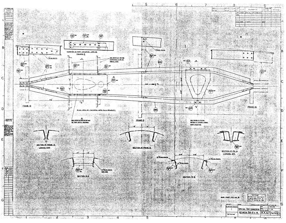 Spitfire MkI II Type 300 Blueprints 30027 43 H Special Top Longeron between Fr 12 14 A4 Photo Print