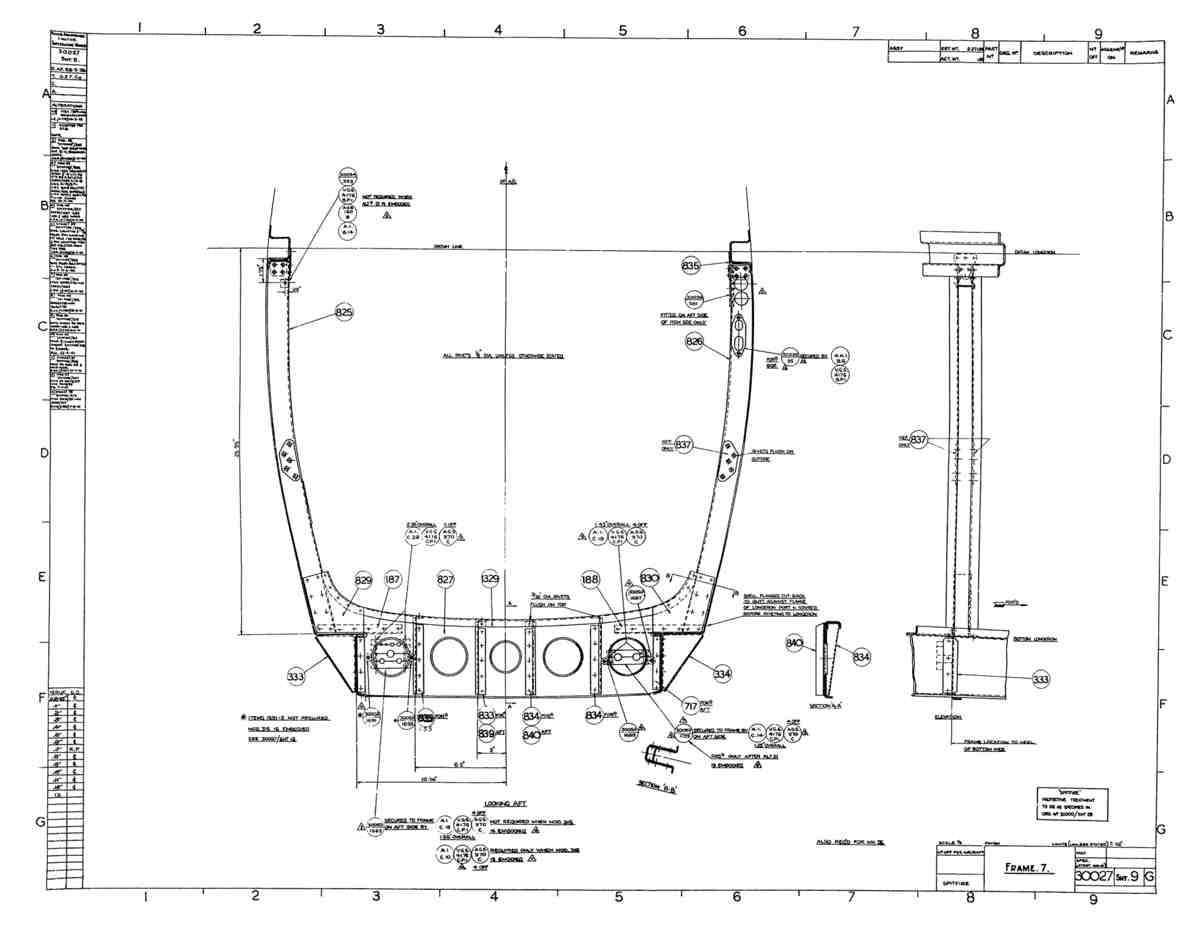 Spitfire MkI II Type 300 Blueprints 30027 9 G Frame 7 A4 Photo Print