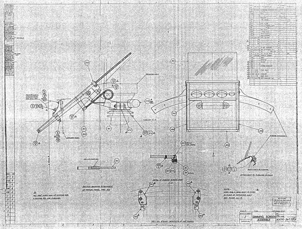 Spitfire MkI II Type 300 Blueprints 30030 23 G Dimming Screen Assembly A4 Photo Print