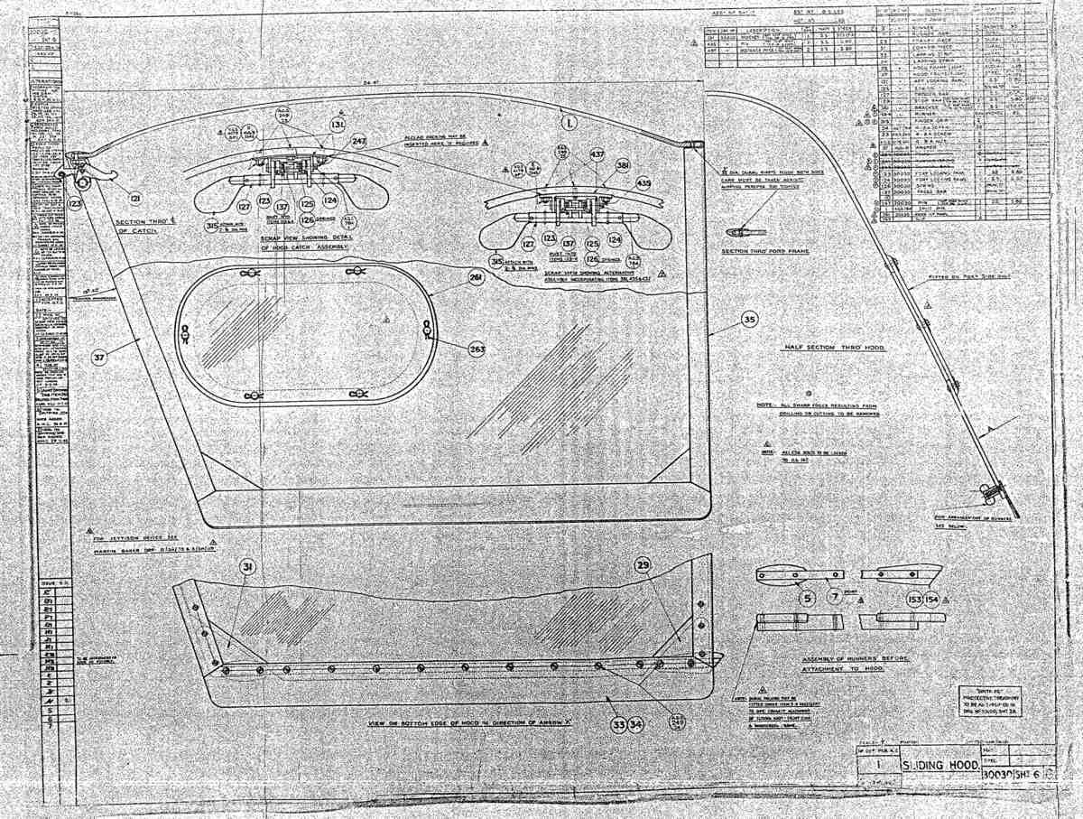 Spitfire MkI II Type 300 Blueprints 30030 6 G Sliding Hood A4 Photo Print