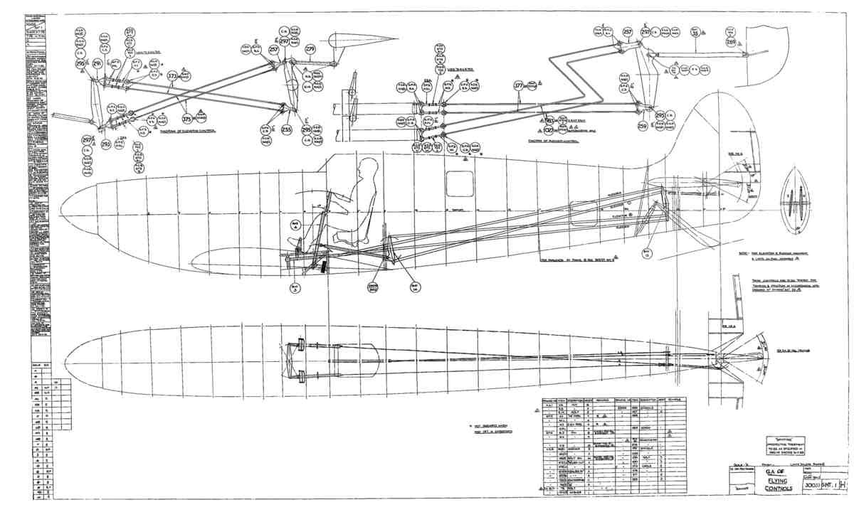 Spitfire MkI II Type 300 Blueprints 30033 1 H GA of Flying Controls A4 Photo Print