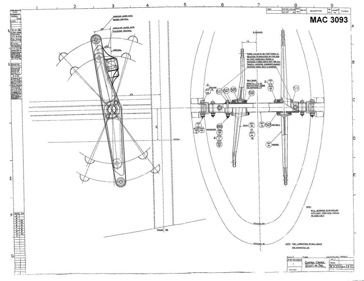 Spitfire MkI II Type 300 Blueprints 30033 13 G Control Cross Shaft inTail A4 Photo Print