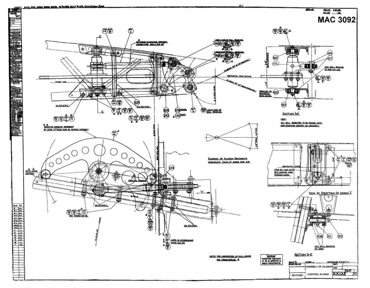 Spitfire MkI II Type 300 Blueprints 30033 7 G Assembly of Aileron Control in Wing A4 Photo Print