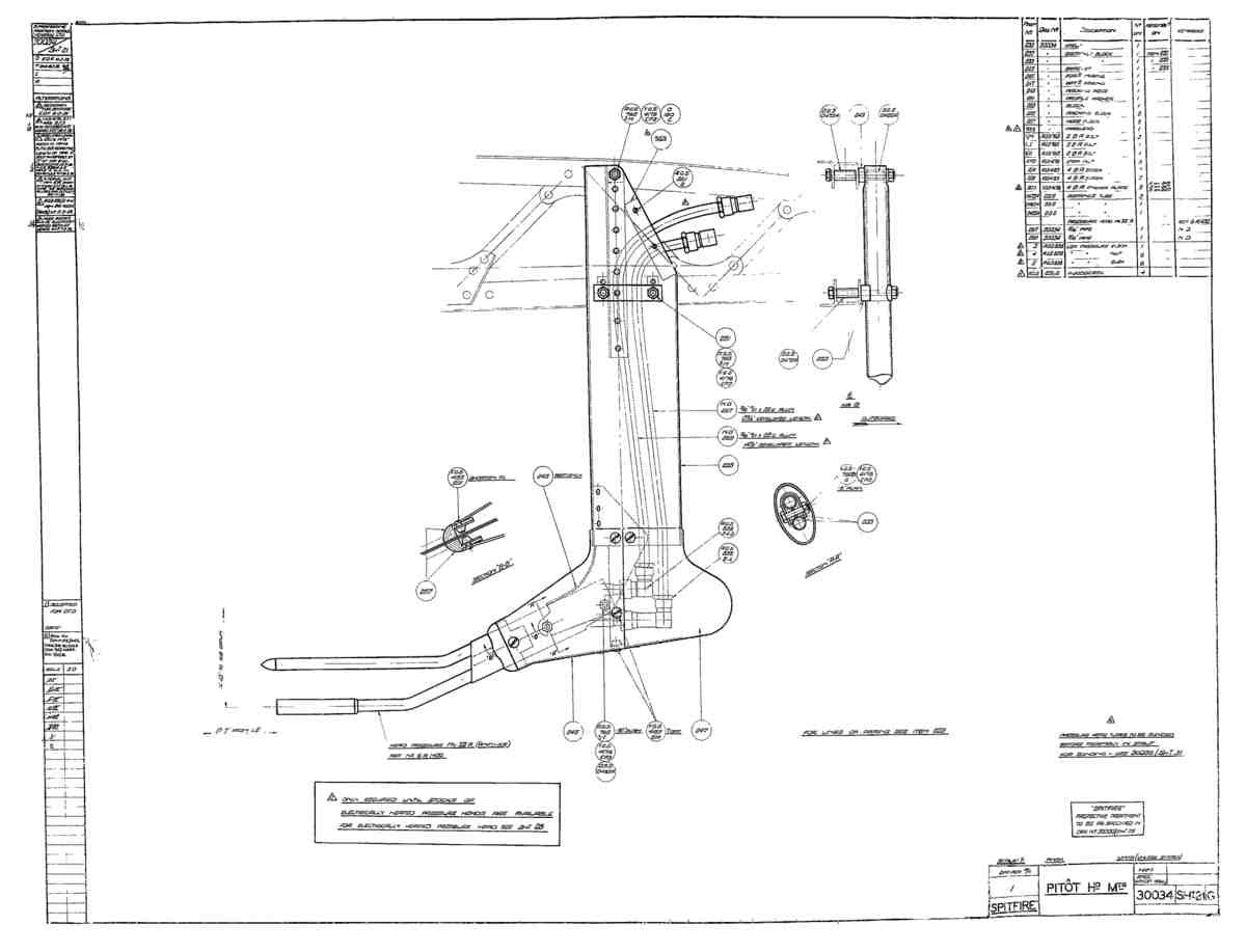 Spitfire MkI II Type 300 Blueprints 30034 21 G Pitot Head Mounting A4 Photo Print