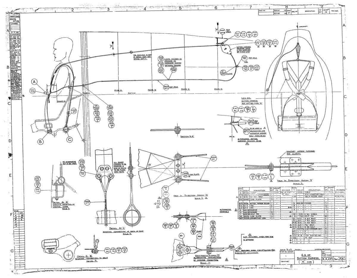 Spitfire MkI II Type 300 Blueprints 30035 29 G G.A of Sutton Harness K Type A4 Photo Print