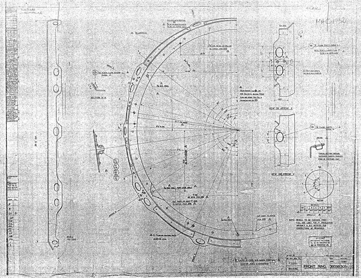 Spitfire MkI II Type 300 Blueprints 30038 305 G Front Ring A4 Photo Print