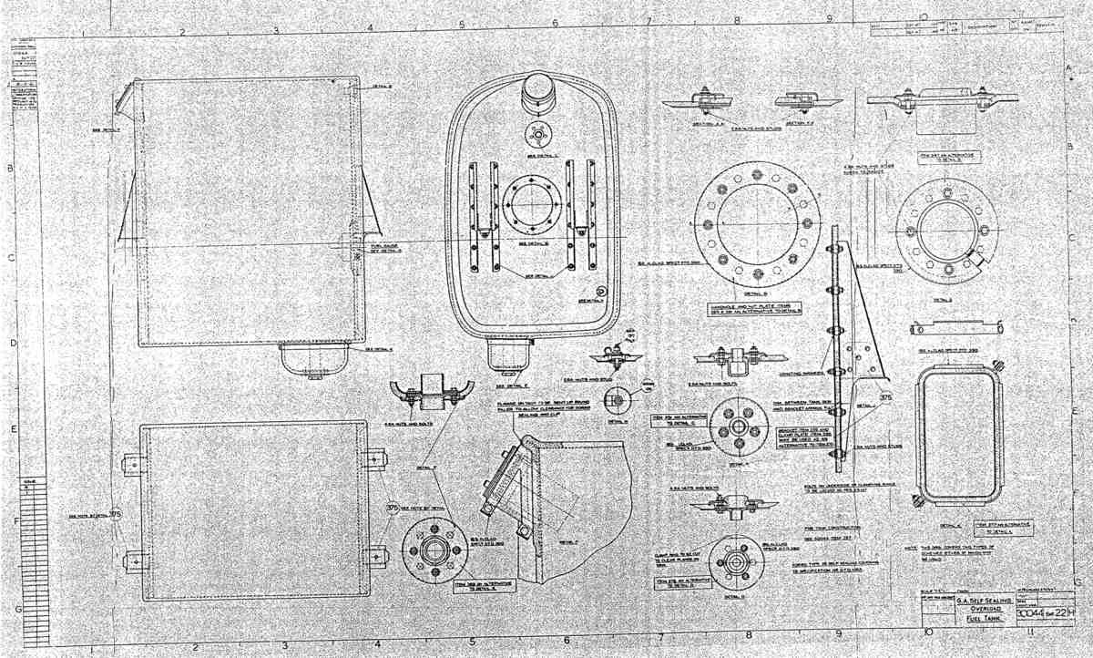 Spitfire MkI II Type 300 Blueprints 30044 22 H GA of Self Sealing Overload Fuel Tank A4 Photo Print