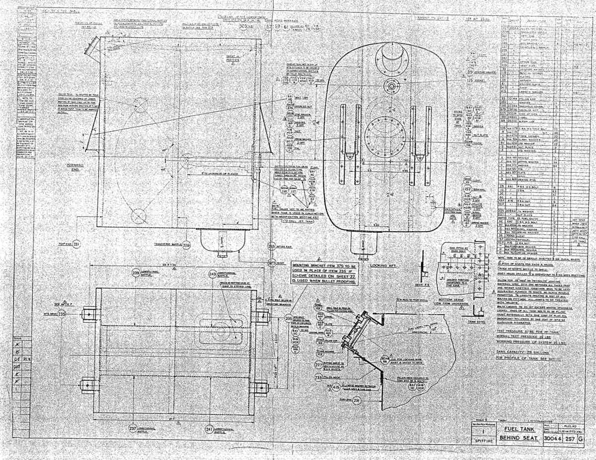 Spitfire MkI II Type 300 Blueprints 30044 257 G Fuel Tank Behind Seat A4 Photo Print