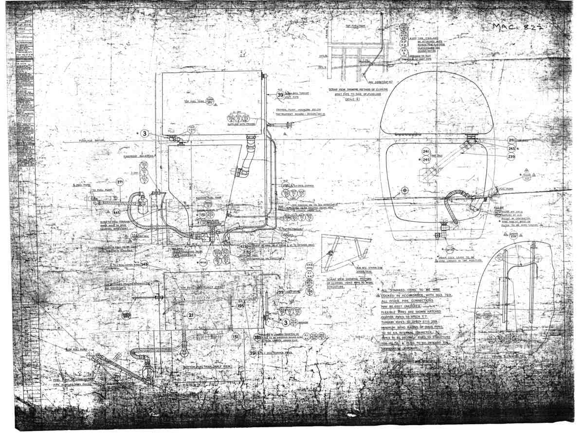 Spitfire MkI II Type 300 Blueprints 30045 2 G Arrangement of Fuel System Merlin G type Engine A4 Photo Print