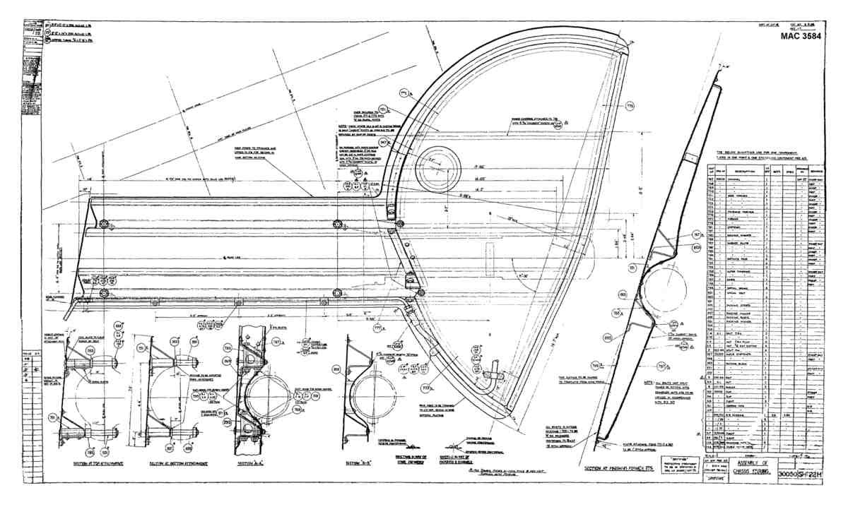 Spitfire MkI II Type 300 Blueprints 30050 22 H Assembly of Chassis Fairing A4 Photo Print