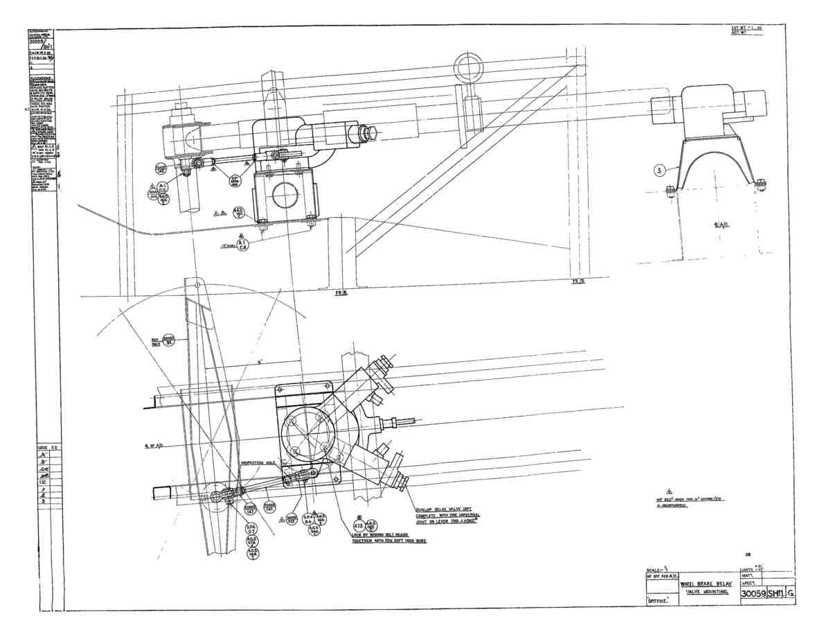 Spitfire MkI II Type 300 Blueprints 30059 1 G Wheel Brake Relay Valve Mounting A4 Photo Print