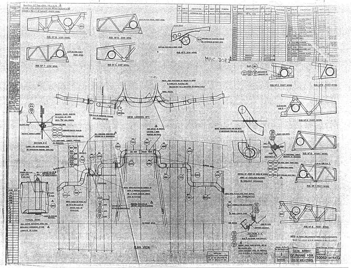 Spitfire MkI II Type 300 Blueprints 30062 48 G Gen Arrangement of Piping for Gun Heating A4 Photo Print